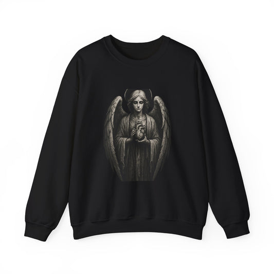 Angel Statue Crewneck Sweatshirt — Gothic Memorial Angel Graphic