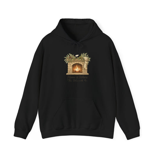 Cozy Fireplace Hoodie — "Home is Where the Hearth Is" Winter Pullover
