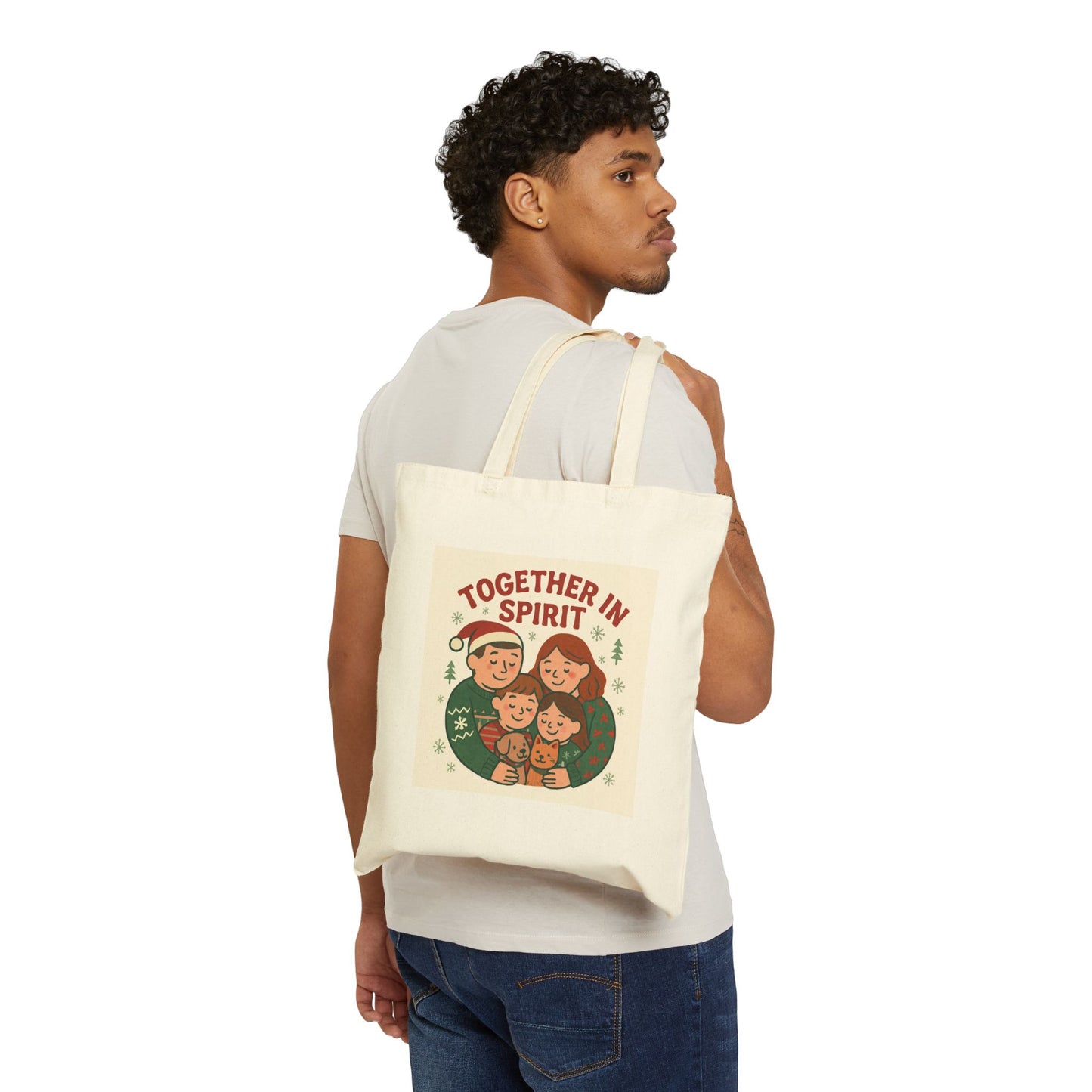 Together in Spirit Tote Bag — Cozy Family Holiday Canvas Tote