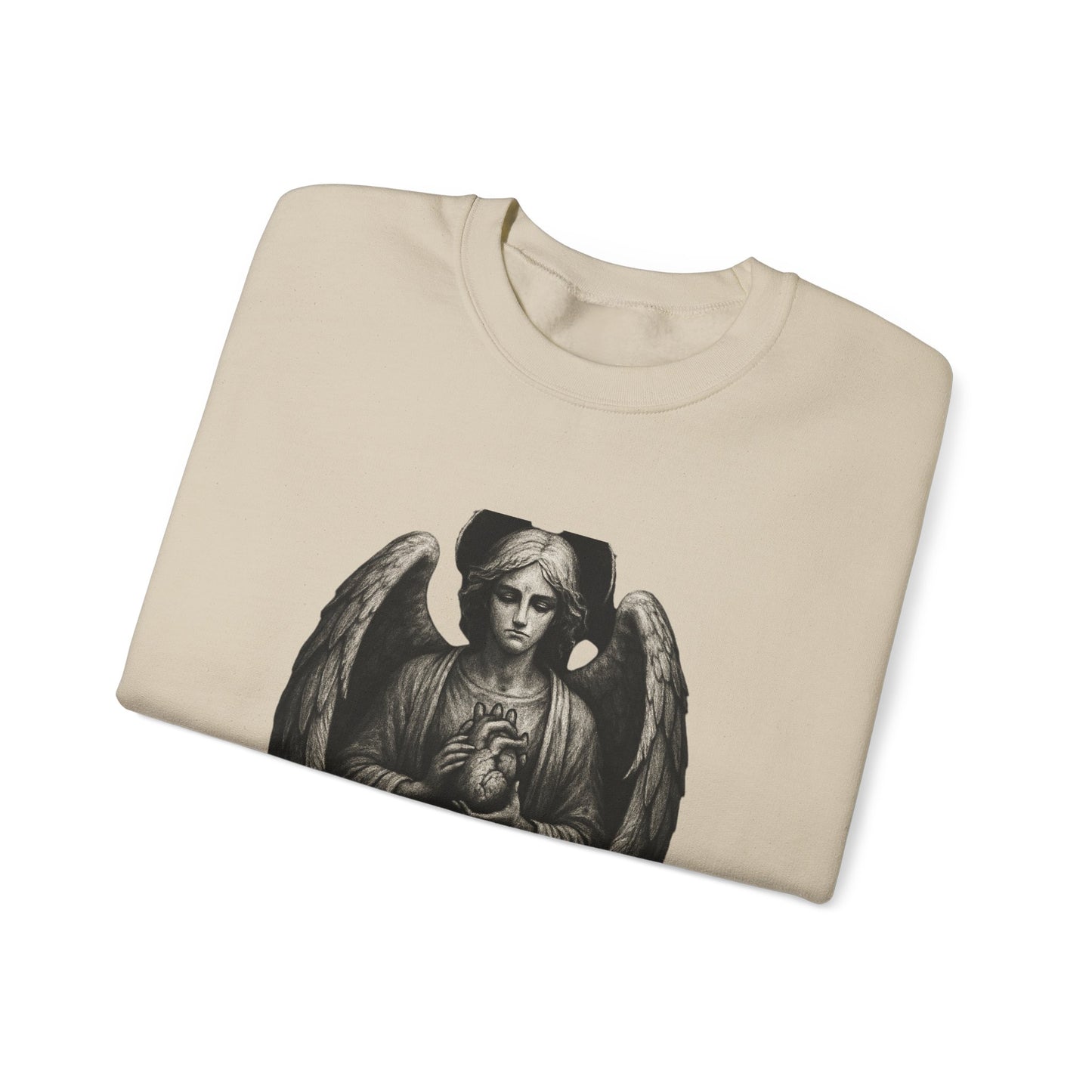 Angel Statue Crewneck Sweatshirt — Gothic Memorial Angel Graphic