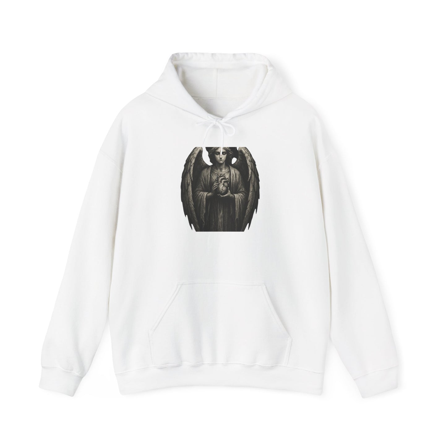 Gothic Angel Hoodie – Dark Winged Statue Graphic Pullover