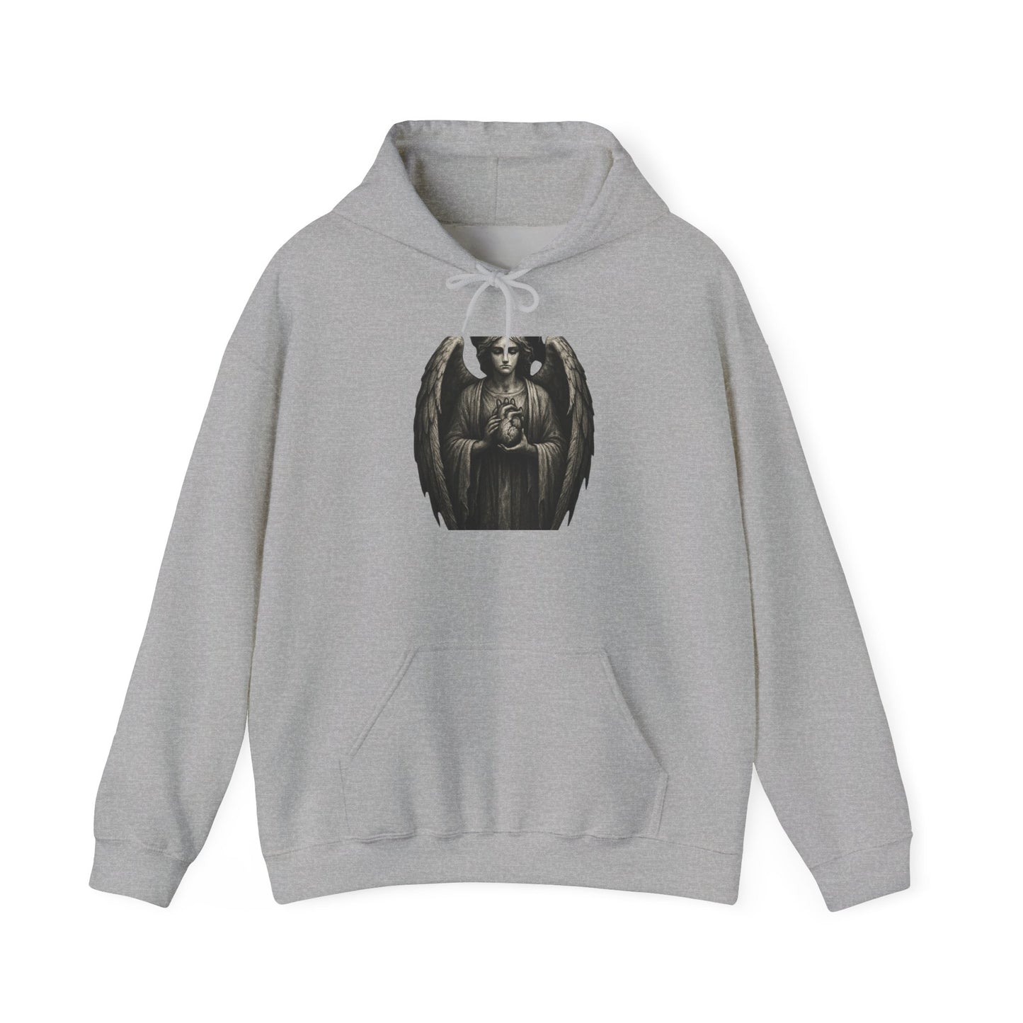 Gothic Angel Hoodie – Dark Winged Statue Graphic Pullover