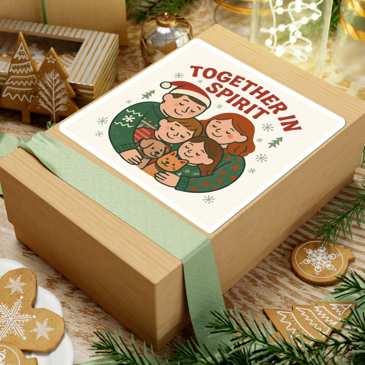 Together in Spirit Holiday Sticker — Family Christmas Kiss-Cut Decal