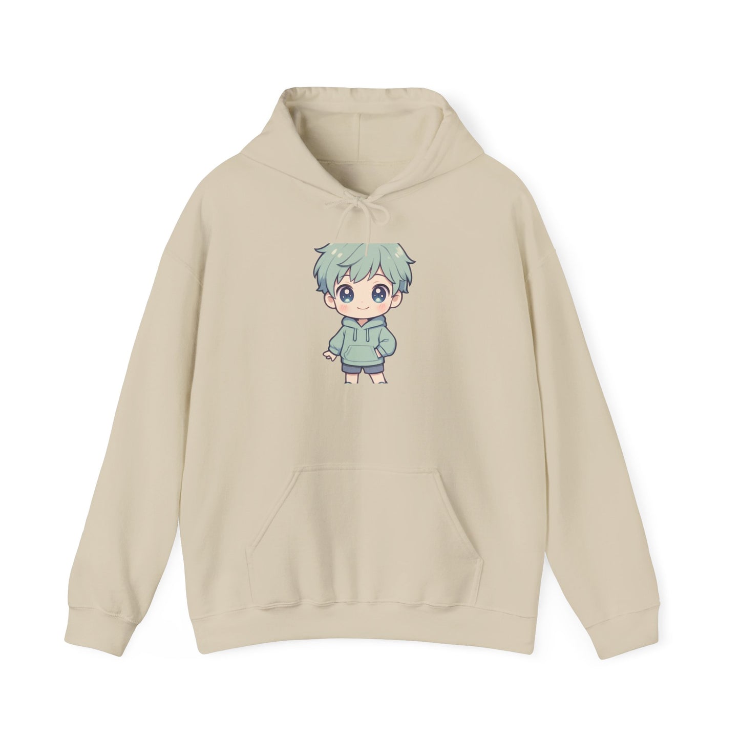 Chibi Green-Haired Boy Hoodie — Cute Anime Kawaii Sweatshirt