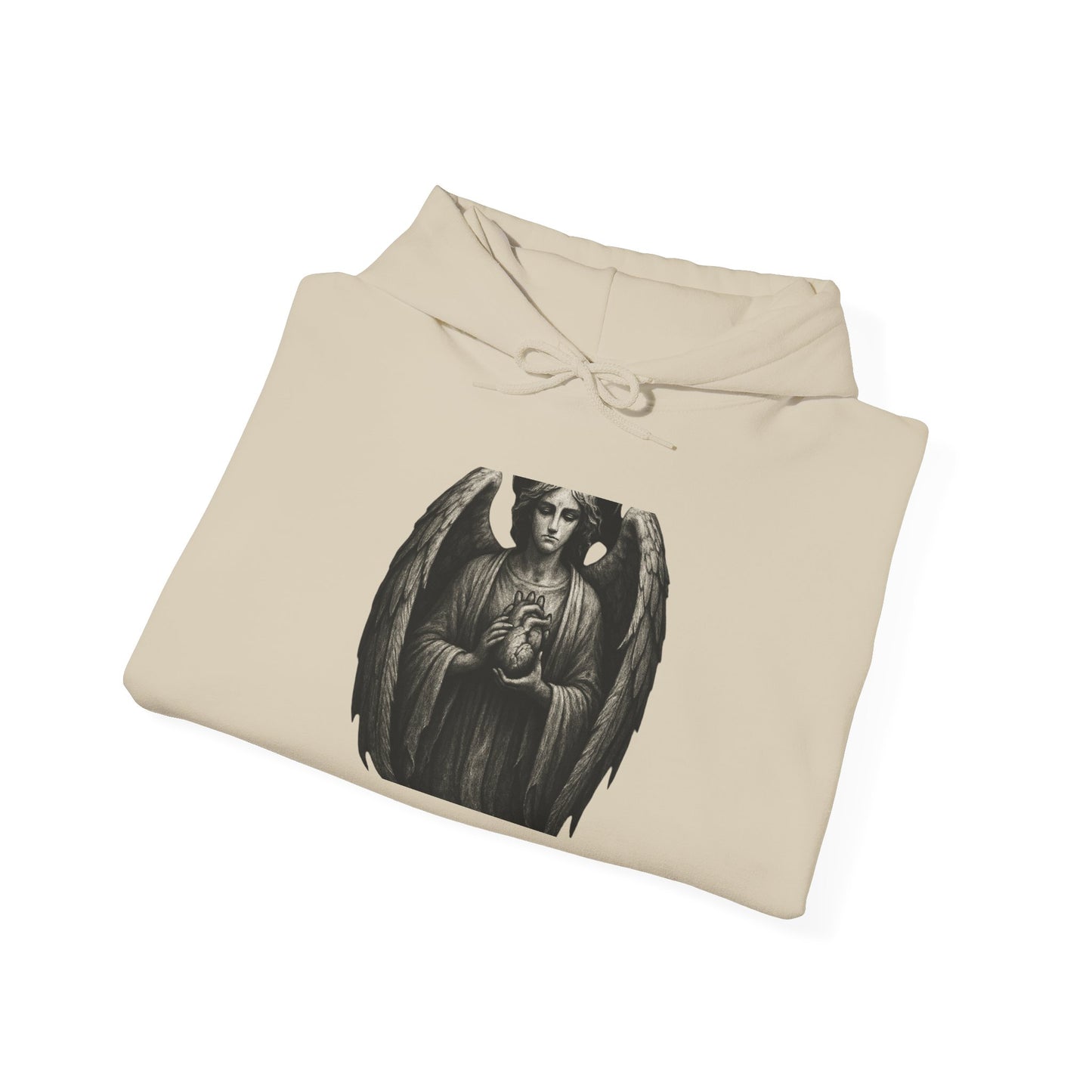 Gothic Angel Hoodie – Dark Winged Statue Graphic Pullover