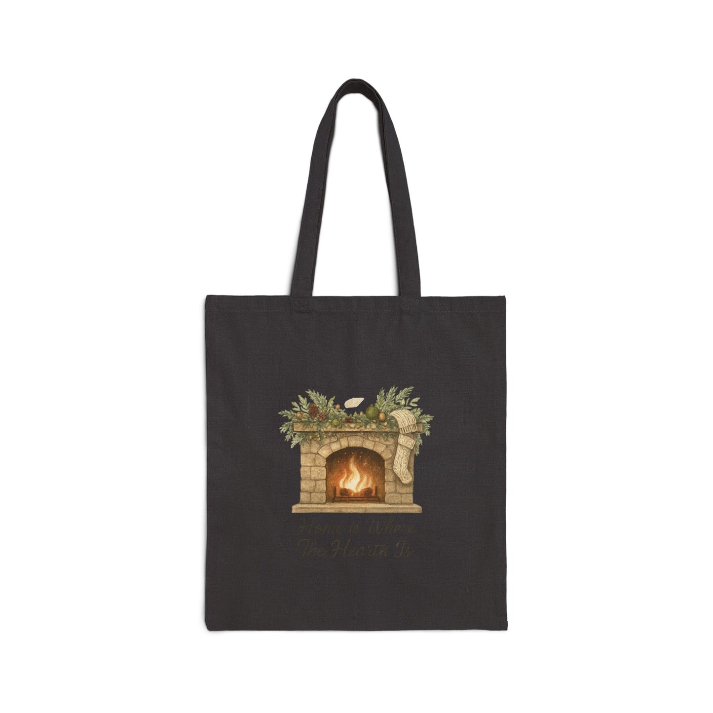 Tote Bag — 'Home Is Where The Hearth Is' Fireplace Canvas Tote