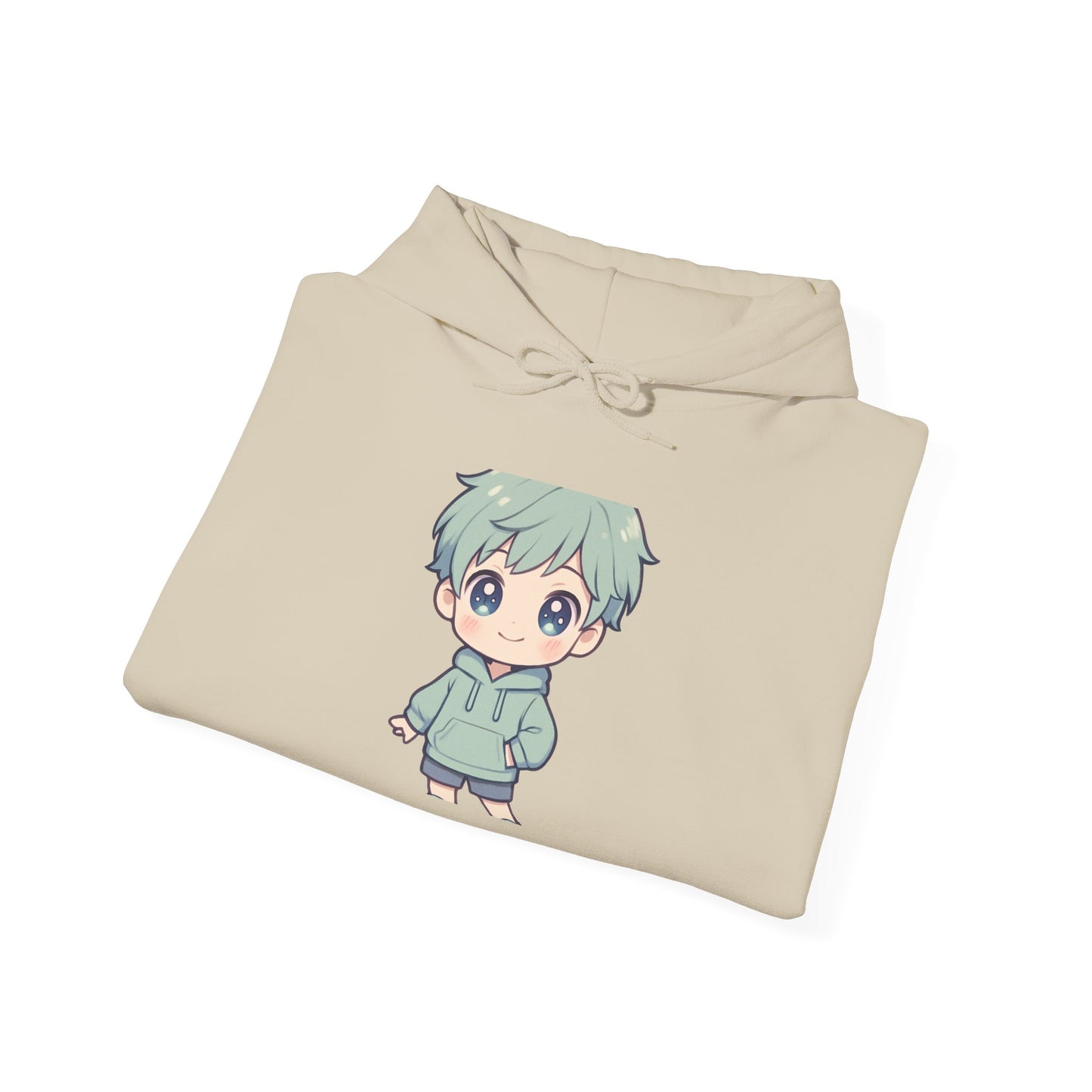 Chibi Green-Haired Boy Hoodie — Cute Anime Kawaii Sweatshirt