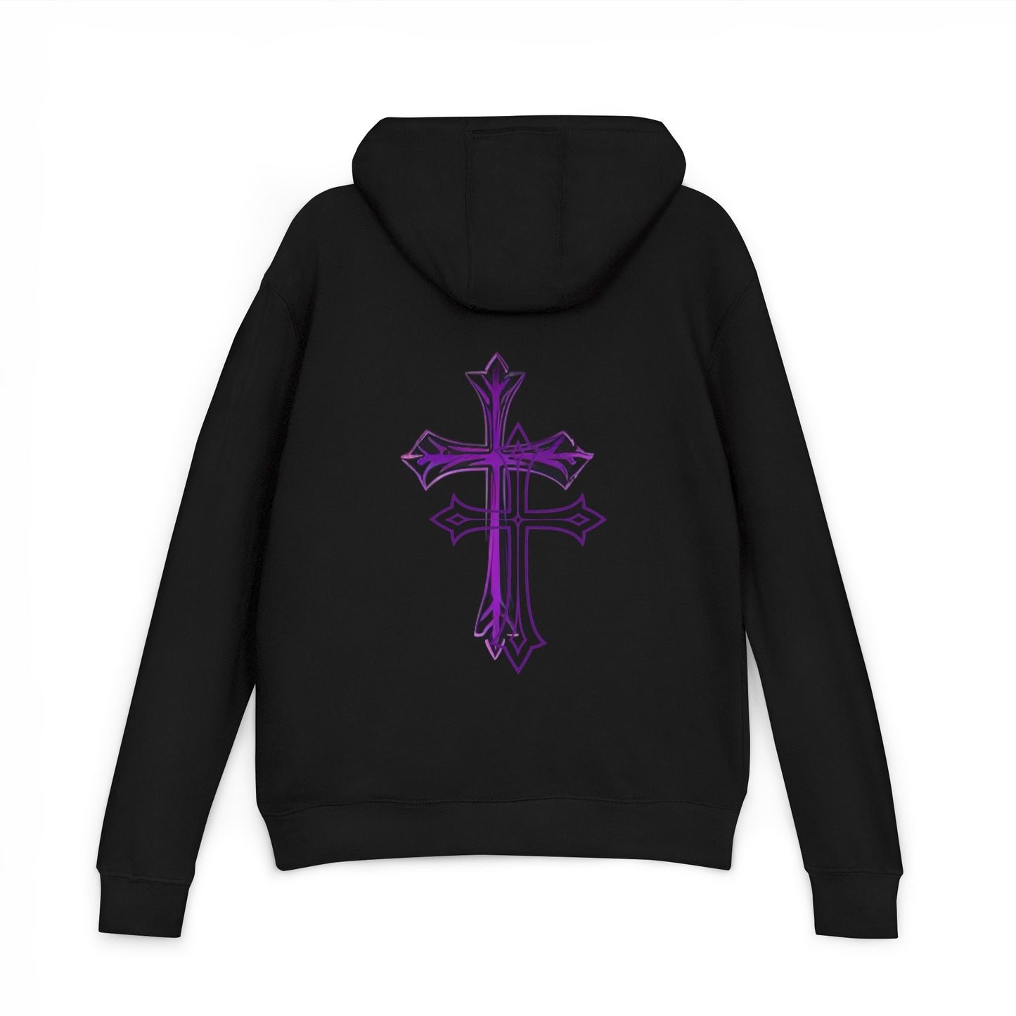 Stylish Unisex French Terry Hoodie with Purple Cross Design, Casual Wear, Gift for Teens, Faith-Inspired Fashion, Perfect for Cozy Days