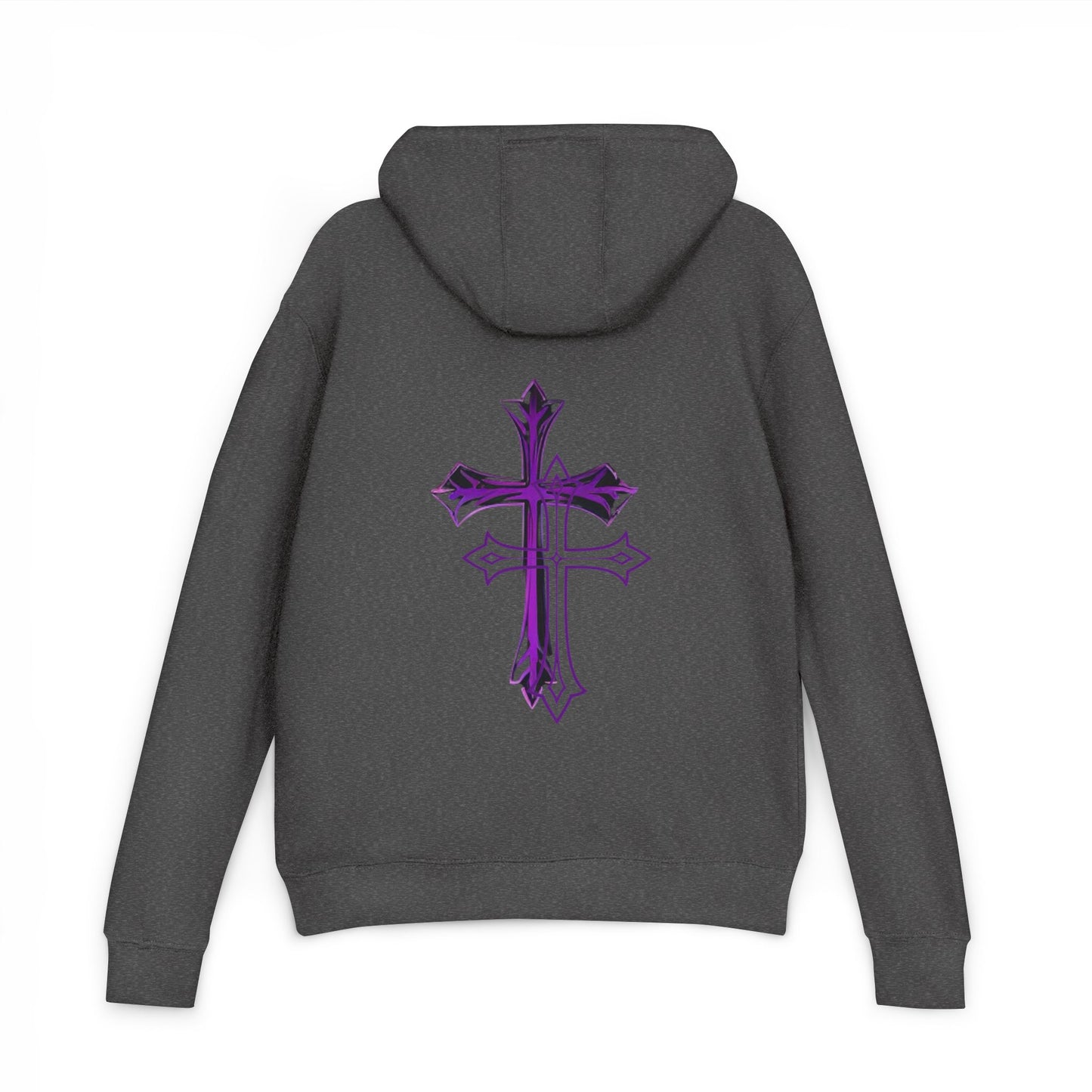Stylish Unisex French Terry Hoodie with Purple Cross Design, Casual Wear, Gift for Teens, Faith-Inspired Fashion, Perfect for Cozy Days