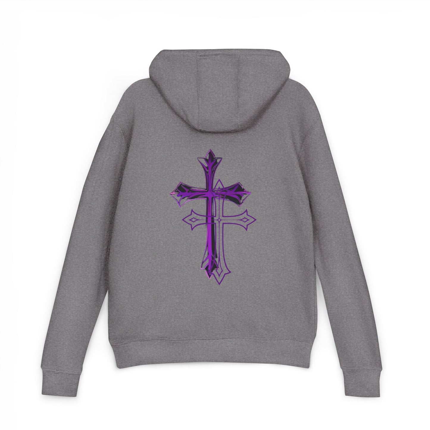Stylish Unisex French Terry Hoodie with Purple Cross Design, Casual Wear, Gift for Teens, Faith-Inspired Fashion, Perfect for Cozy Days