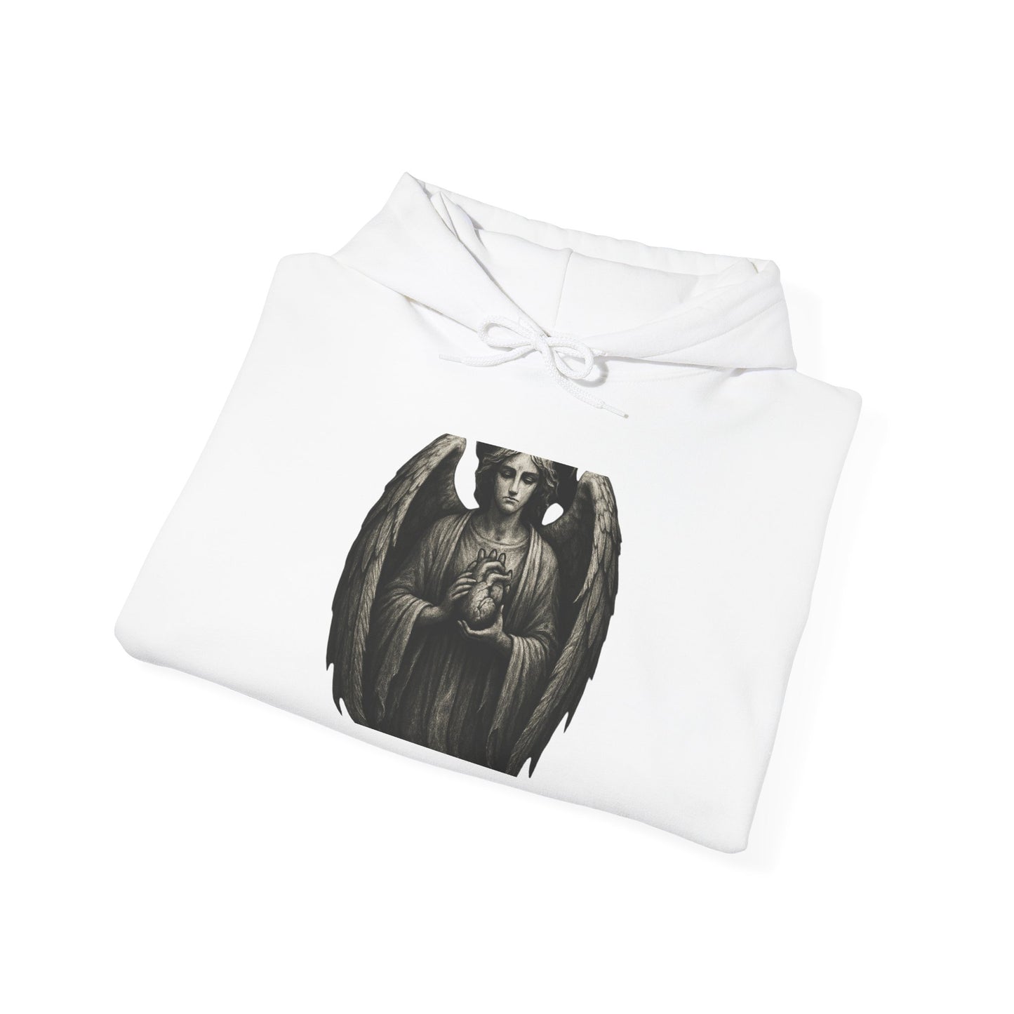 Gothic Angel Hoodie – Dark Winged Statue Graphic Pullover