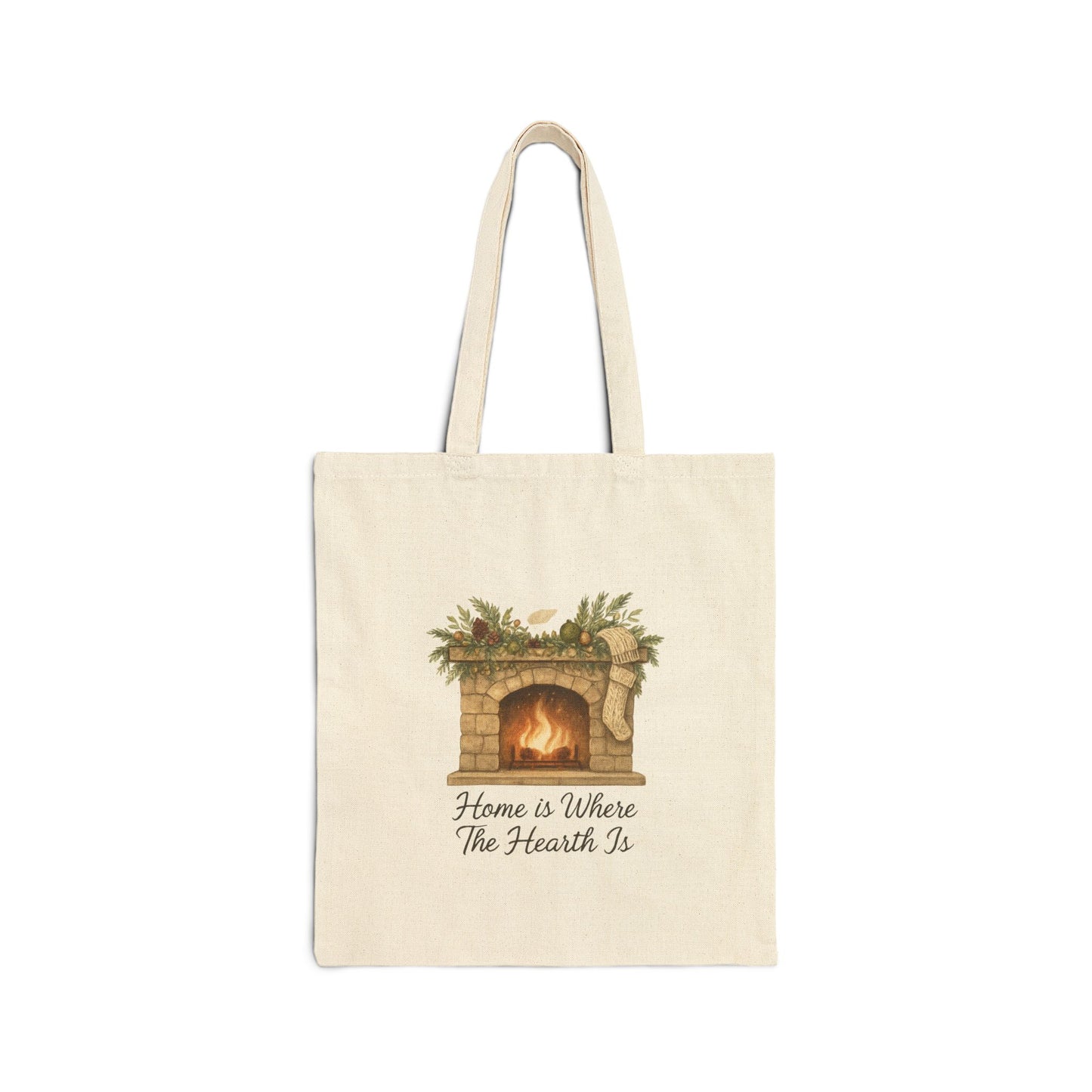 Tote Bag — 'Home Is Where The Hearth Is' Fireplace Canvas Tote