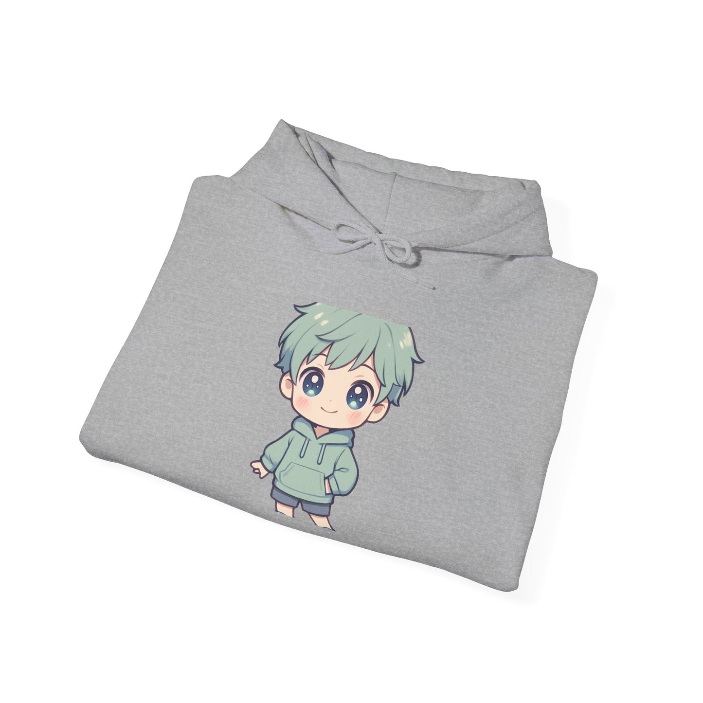 Chibi Green-Haired Boy Hoodie — Cute Anime Kawaii Sweatshirt