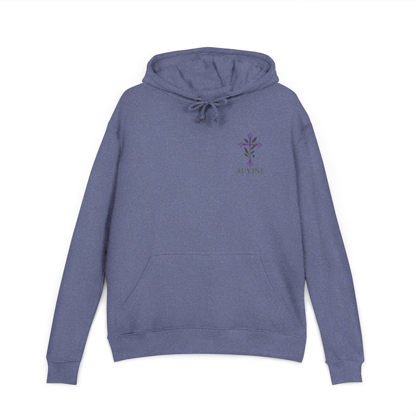 Stylish Unisex French Terry Hoodie with Purple Cross Design, Casual Wear, Gift for Teens, Faith-Inspired Fashion, Perfect for Cozy Days