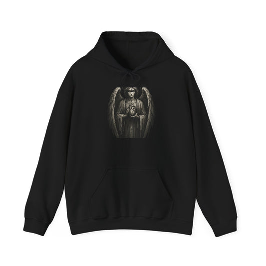 Gothic Angel Hoodie – Dark Winged Statue Graphic Pullover