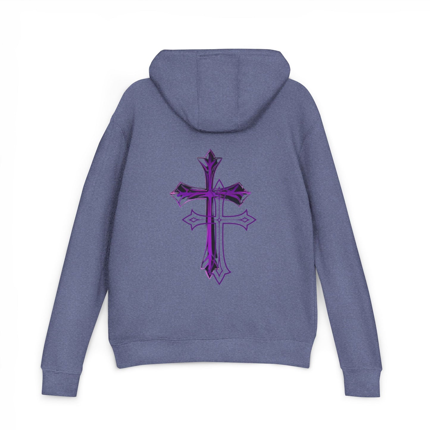 Stylish Unisex French Terry Hoodie with Purple Cross Design, Casual Wear, Gift for Teens, Faith-Inspired Fashion, Perfect for Cozy Days
