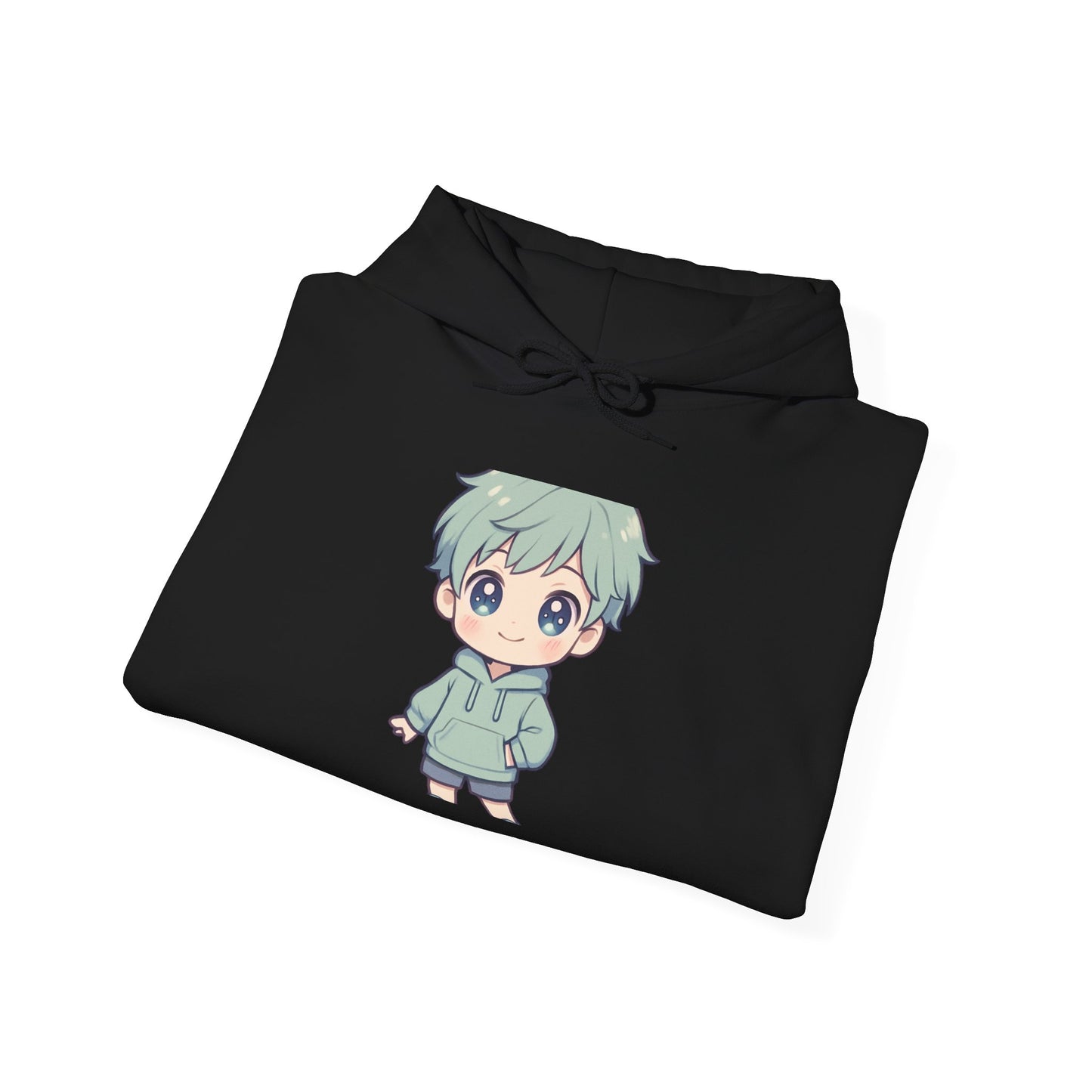 Chibi Green-Haired Boy Hoodie — Cute Anime Kawaii Sweatshirt