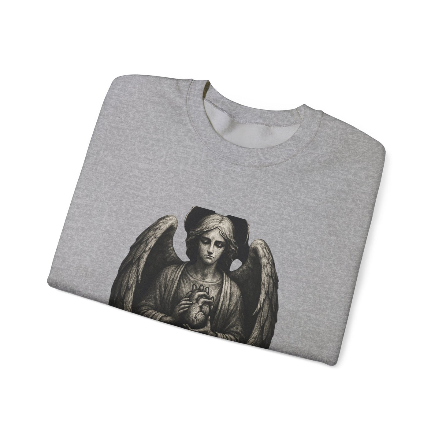 Angel Statue Crewneck Sweatshirt — Gothic Memorial Angel Graphic