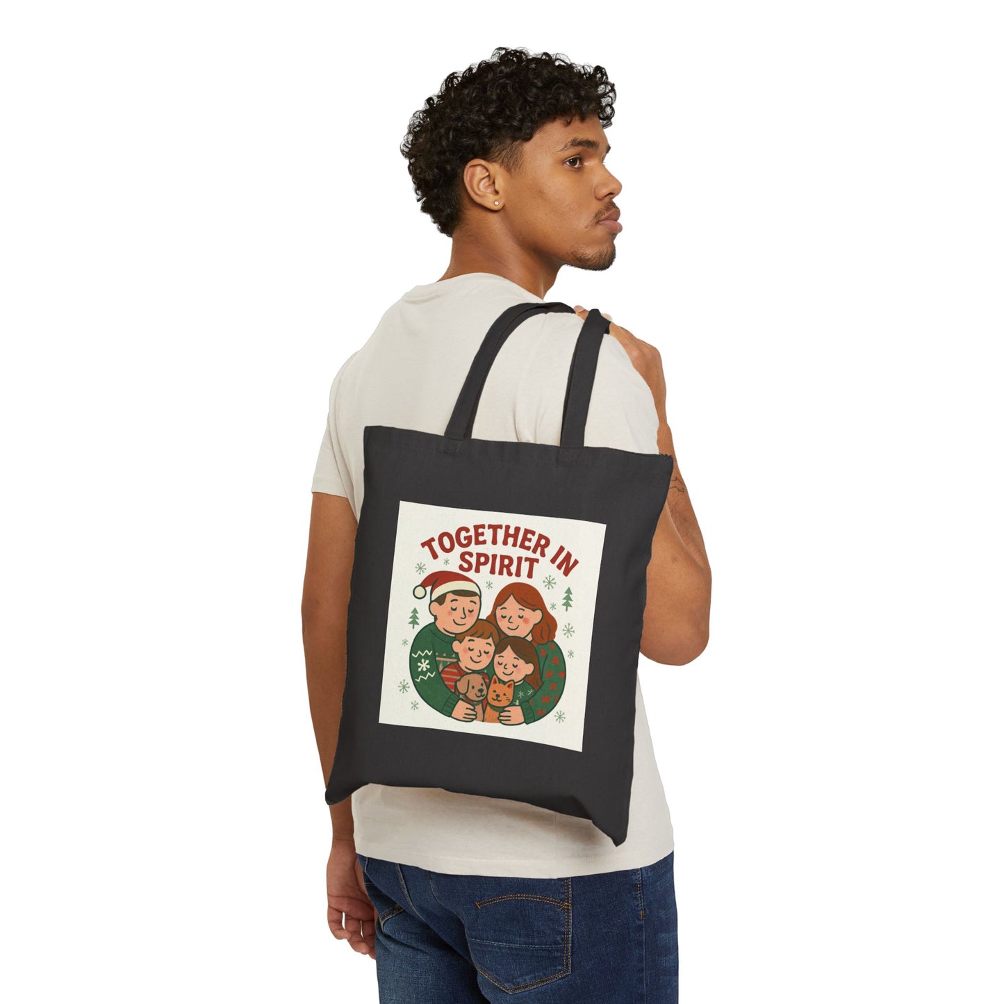 Together in Spirit Tote Bag — Cozy Family Holiday Canvas Tote