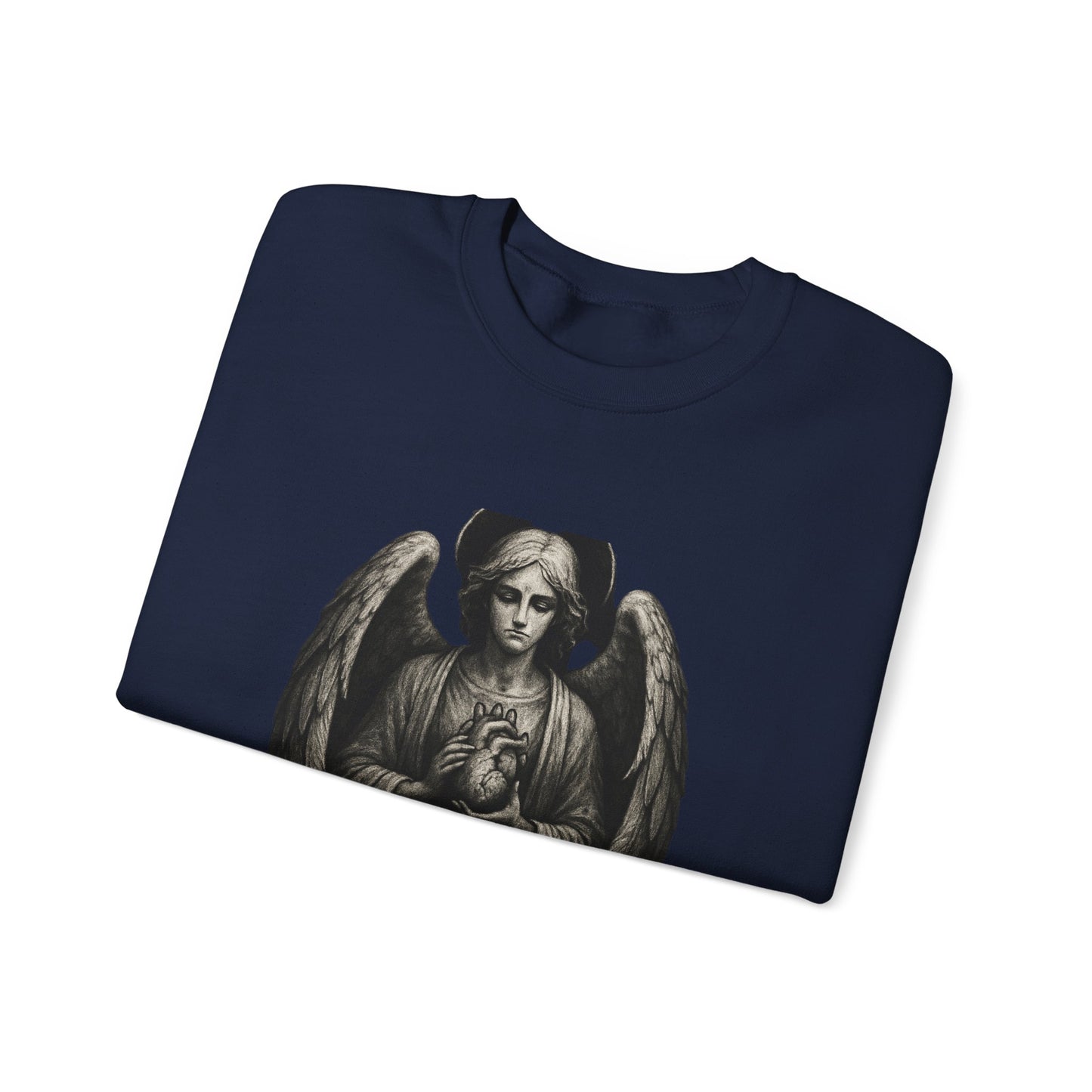 Angel Statue Crewneck Sweatshirt — Gothic Memorial Angel Graphic