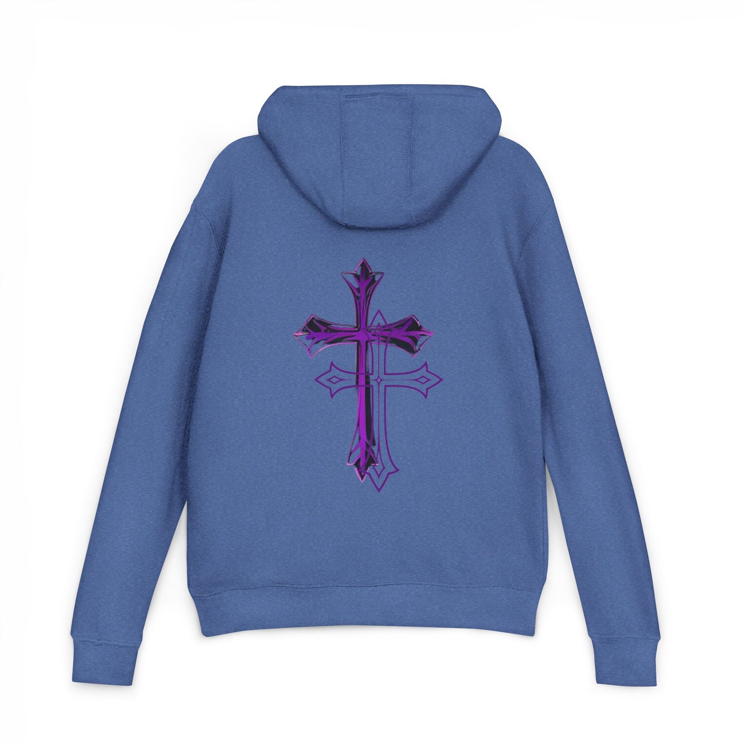Stylish Unisex French Terry Hoodie with Purple Cross Design, Casual Wear, Gift for Teens, Faith-Inspired Fashion, Perfect for Cozy Days