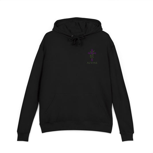 Stylish Unisex French Terry Hoodie with Purple Cross Design, Casual Wear, Gift for Teens, Faith-Inspired Fashion, Perfect for Cozy Days
