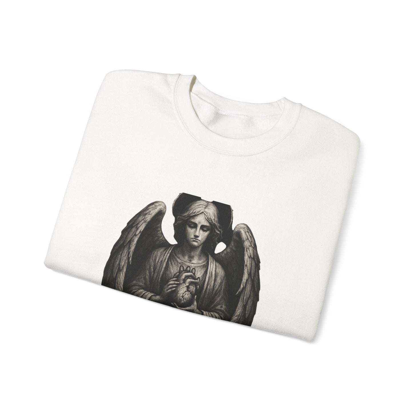 Angel Statue Crewneck Sweatshirt — Gothic Memorial Angel Graphic