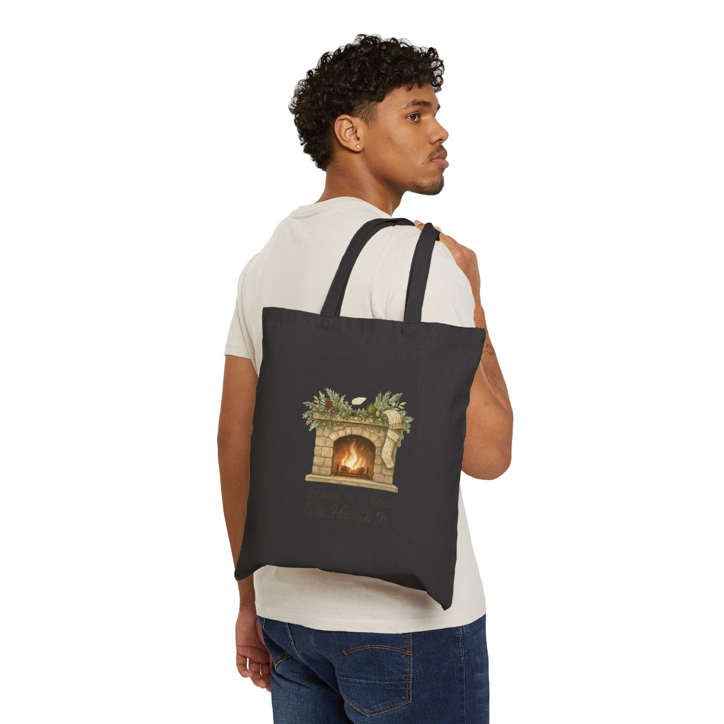 Tote Bag — 'Home Is Where The Hearth Is' Fireplace Canvas Tote