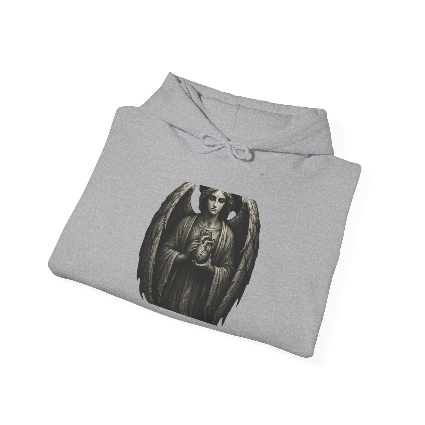Gothic Angel Hoodie – Dark Winged Statue Graphic Pullover