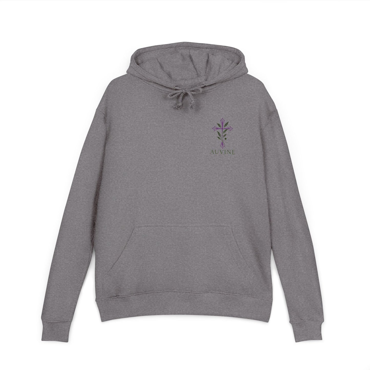 Stylish Unisex French Terry Hoodie with Purple Cross Design, Casual Wear, Gift for Teens, Faith-Inspired Fashion, Perfect for Cozy Days