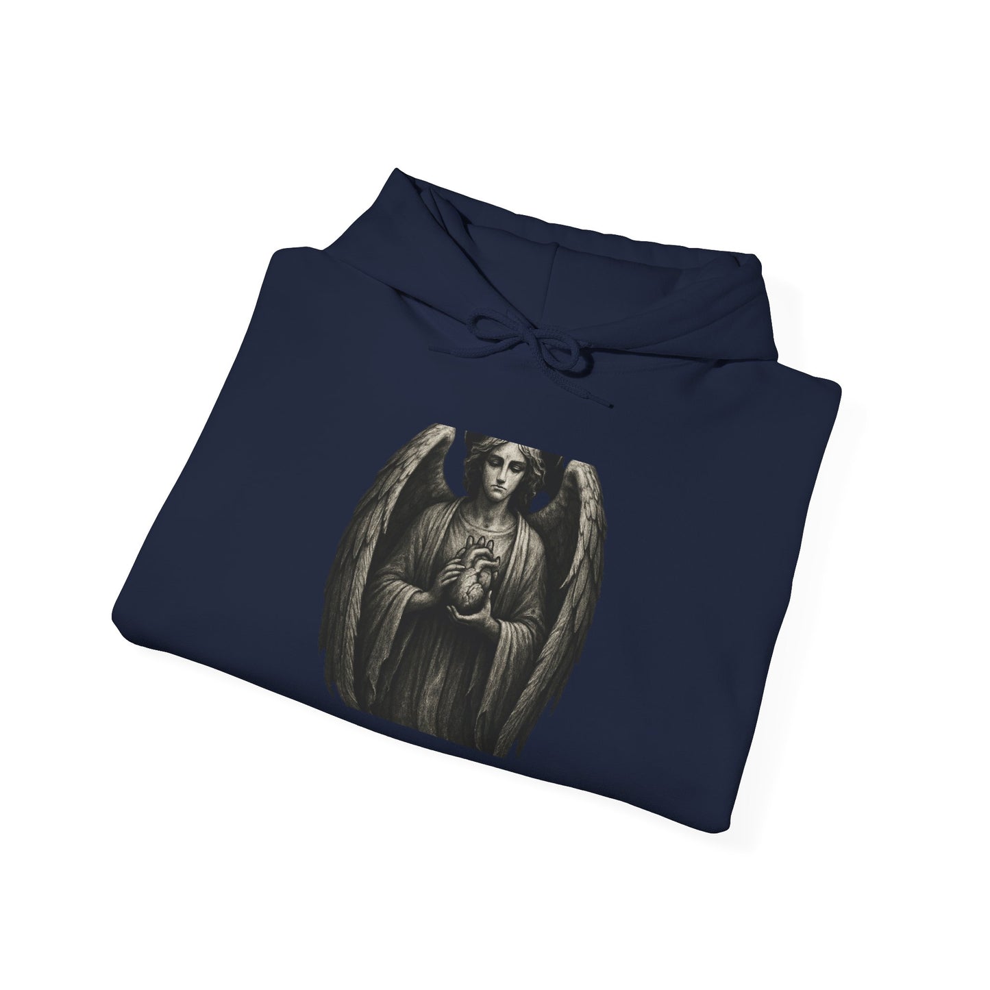 Gothic Angel Hoodie – Dark Winged Statue Graphic Pullover