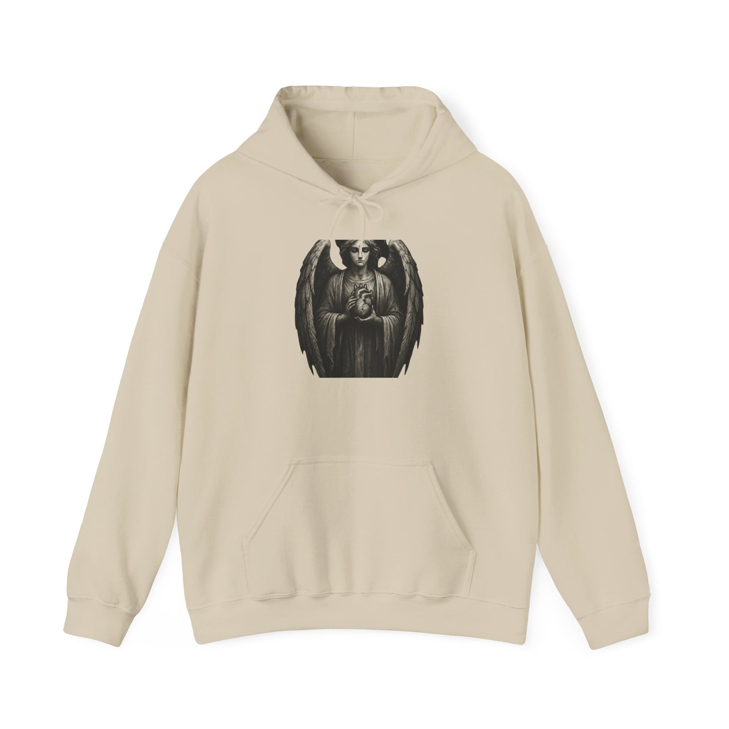 Gothic Angel Hoodie – Dark Winged Statue Graphic Pullover