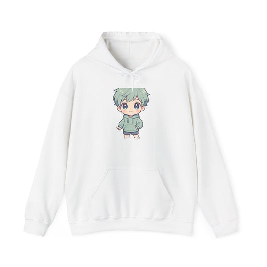 Chibi Green-Haired Boy Hoodie — Cute Anime Kawaii Sweatshirt